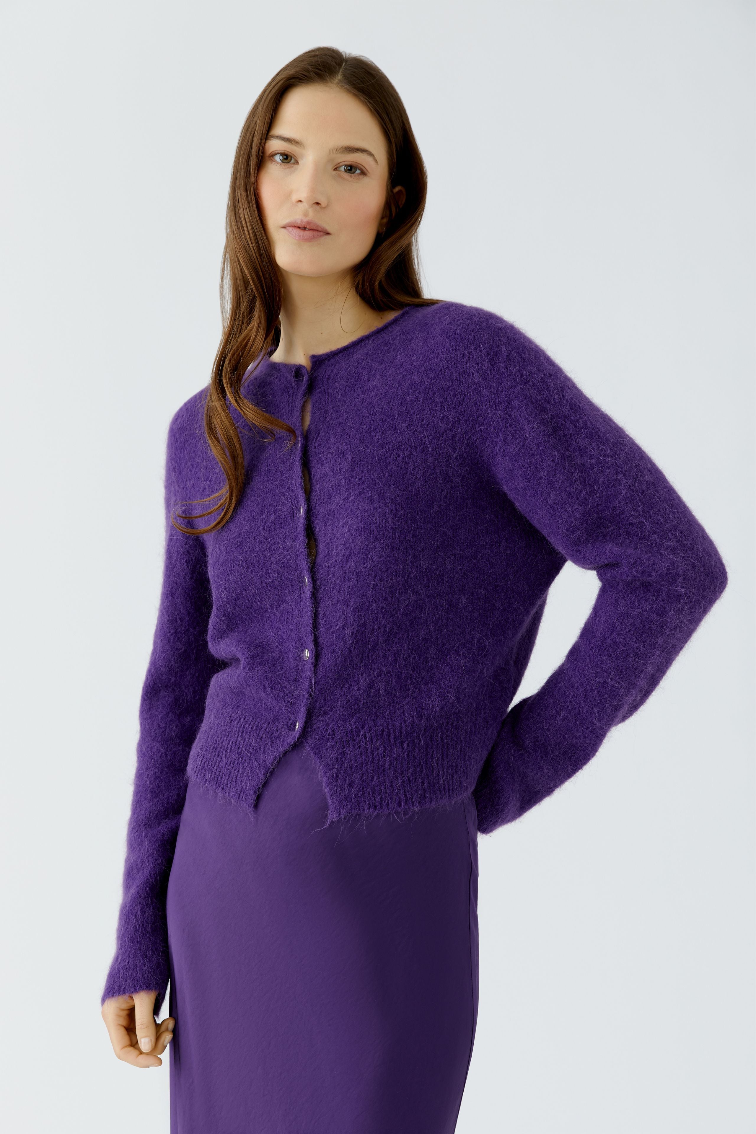 Strickjacke mit Rollkante