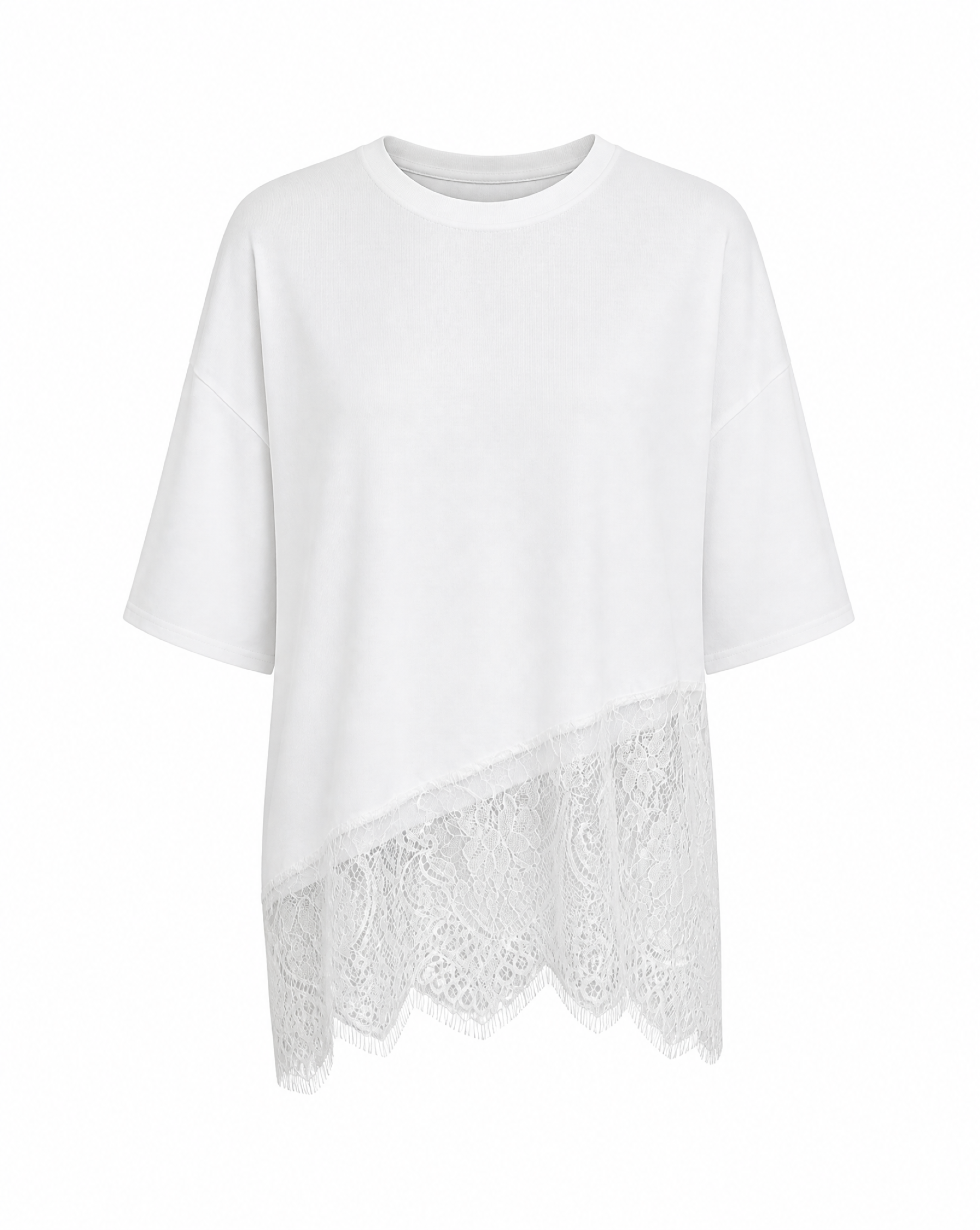 T-Shirt mit Spitzensaum