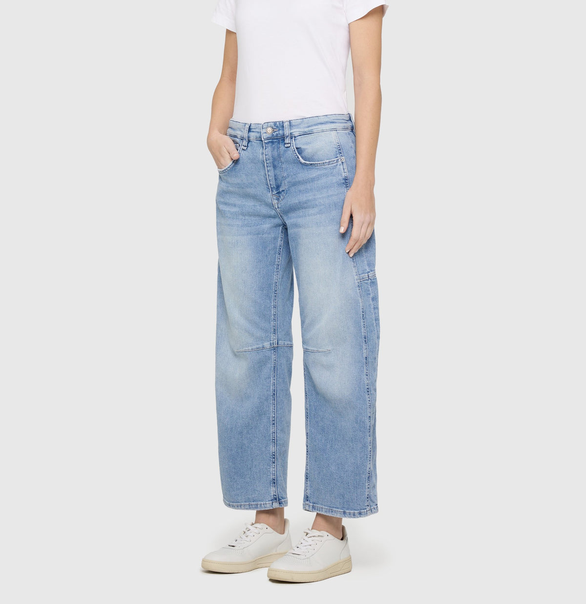 MAC Wide Leg Light Blue Random Washed