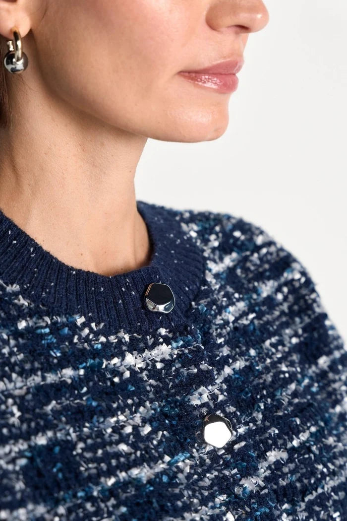 Bouclé-Cardigan mit Metallknöpfen
