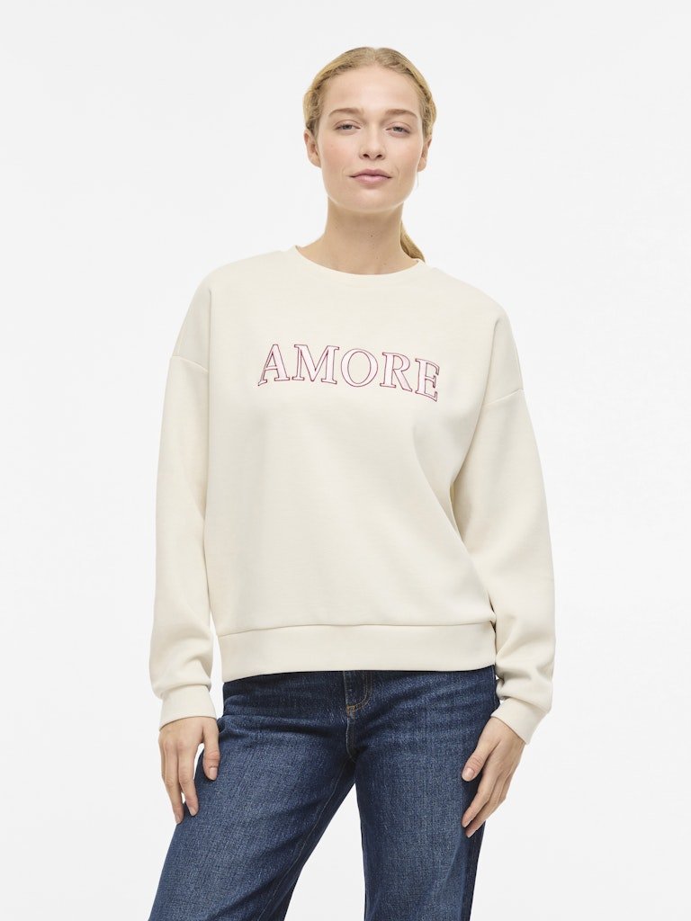VILA Sweatshirts Birch/Birch Lace