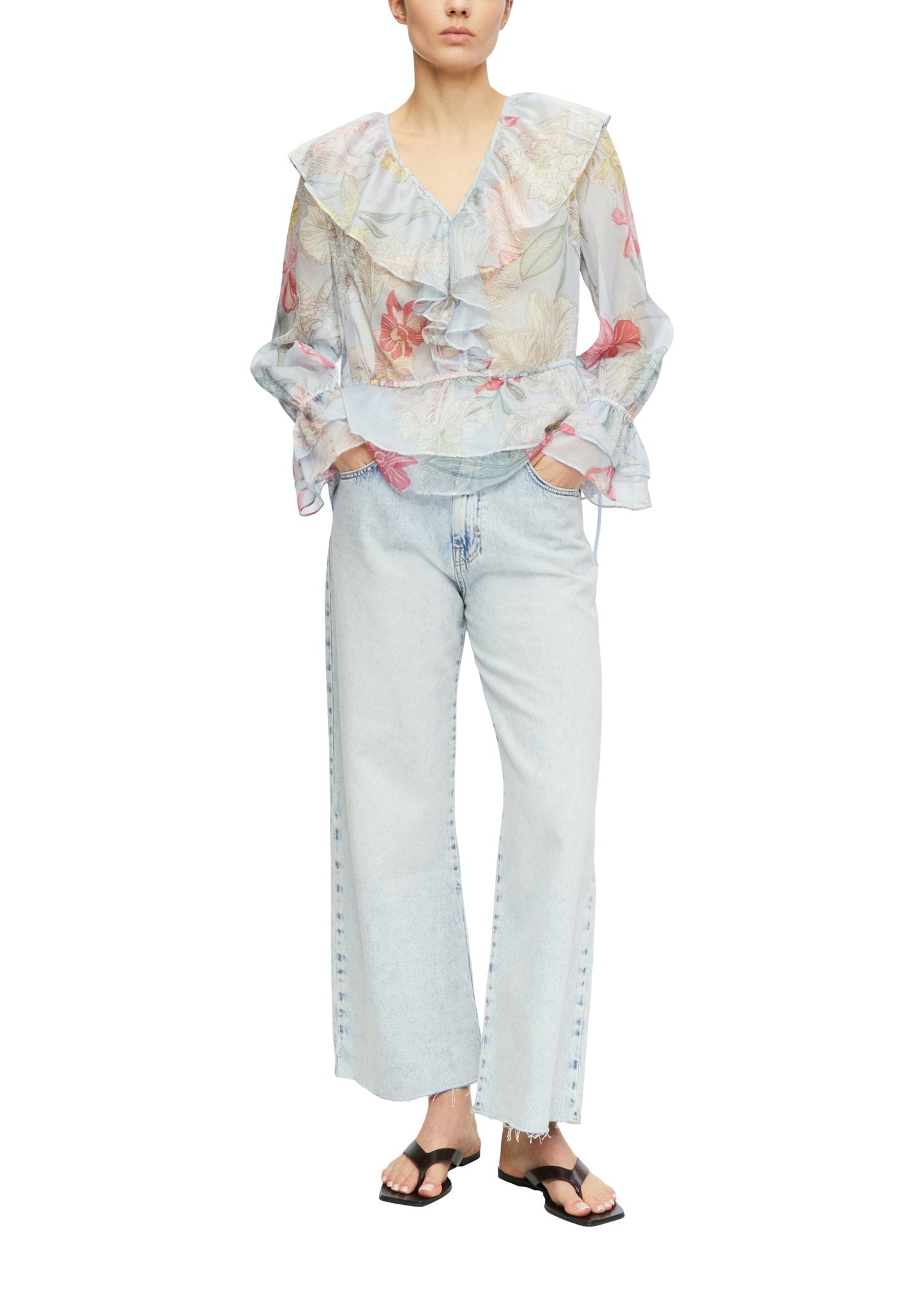 Chiffon-Bluse mit Volants