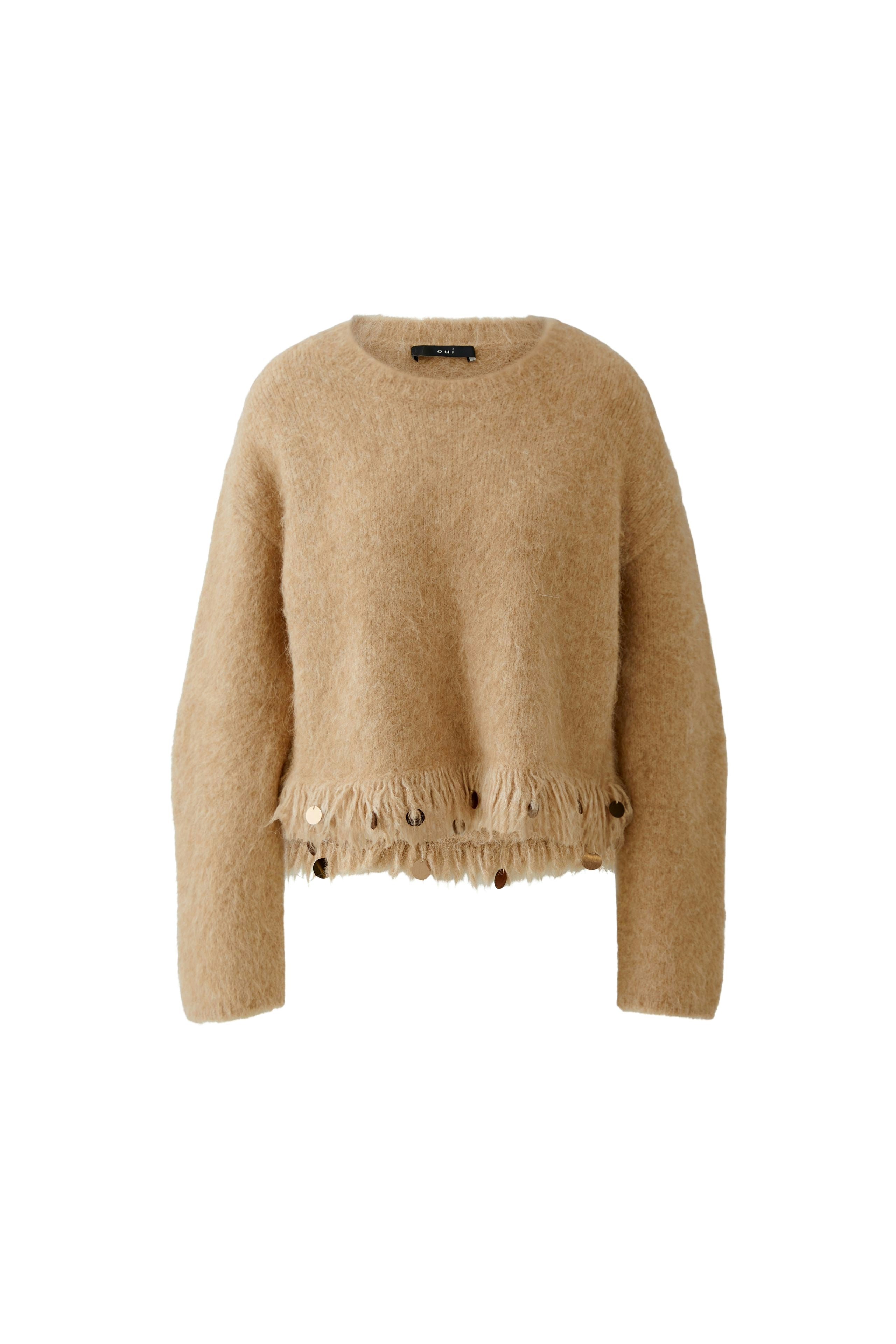 Oui Strickpullover Beigemel