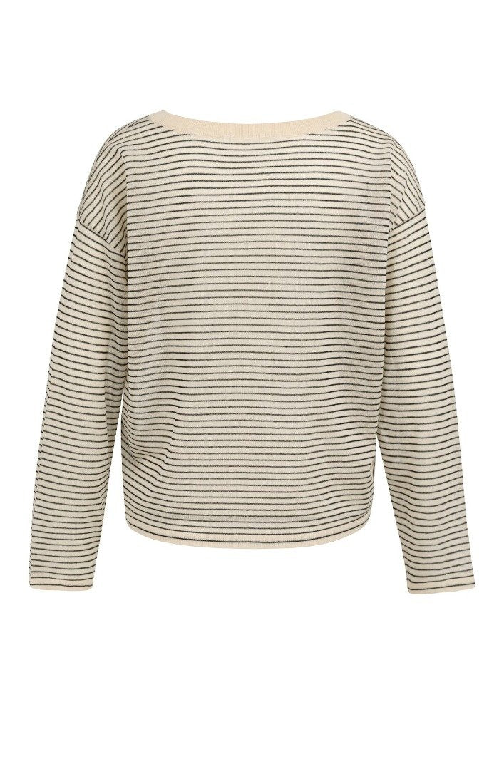 Leicht durchscheinender Feinstrickpullover mit Streifen