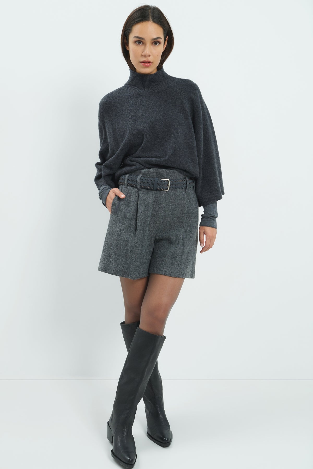 Shorts mit Fischgrätmuster