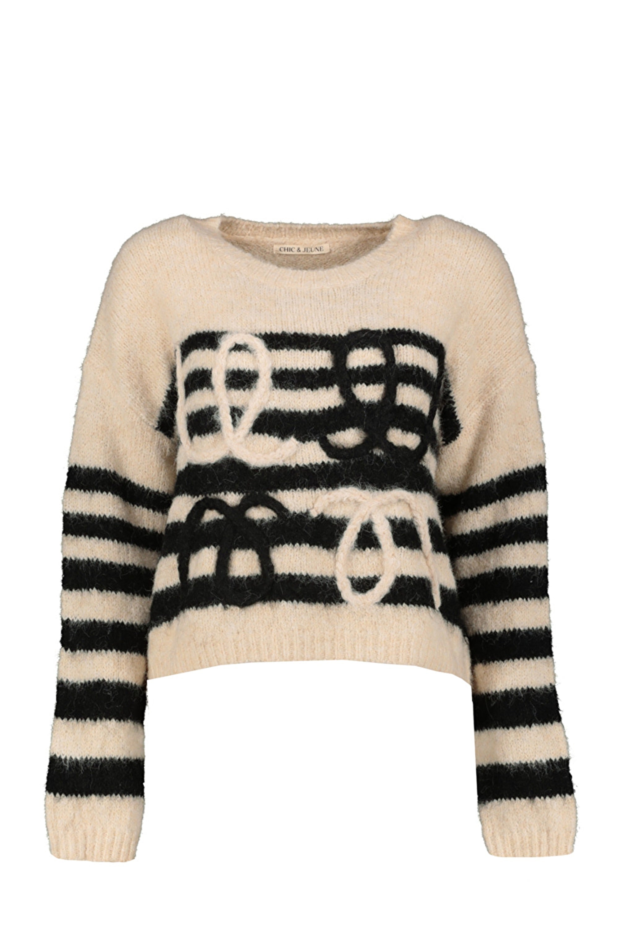 Goose Flash Strickpullover Beige/Schwarz