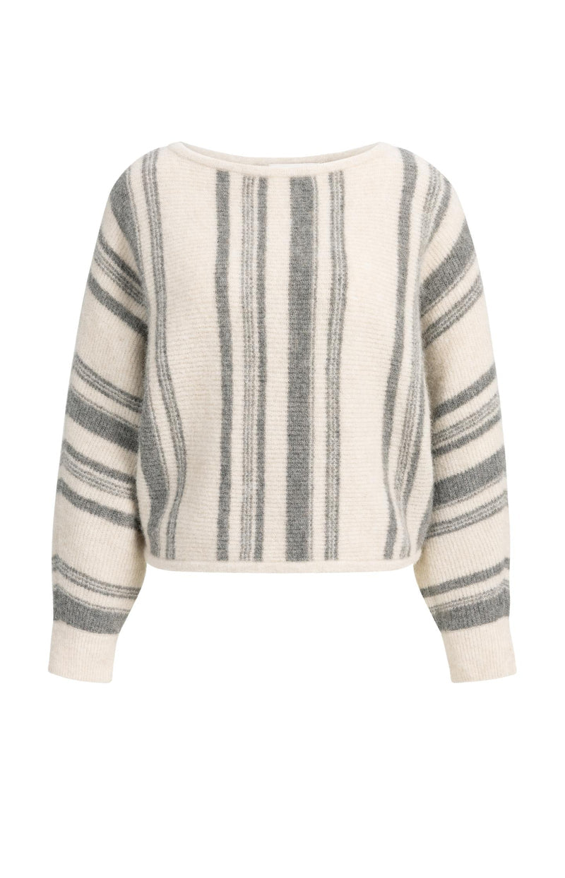 Pullover mit U-Boot-Ausschnitt und Streifenmuster