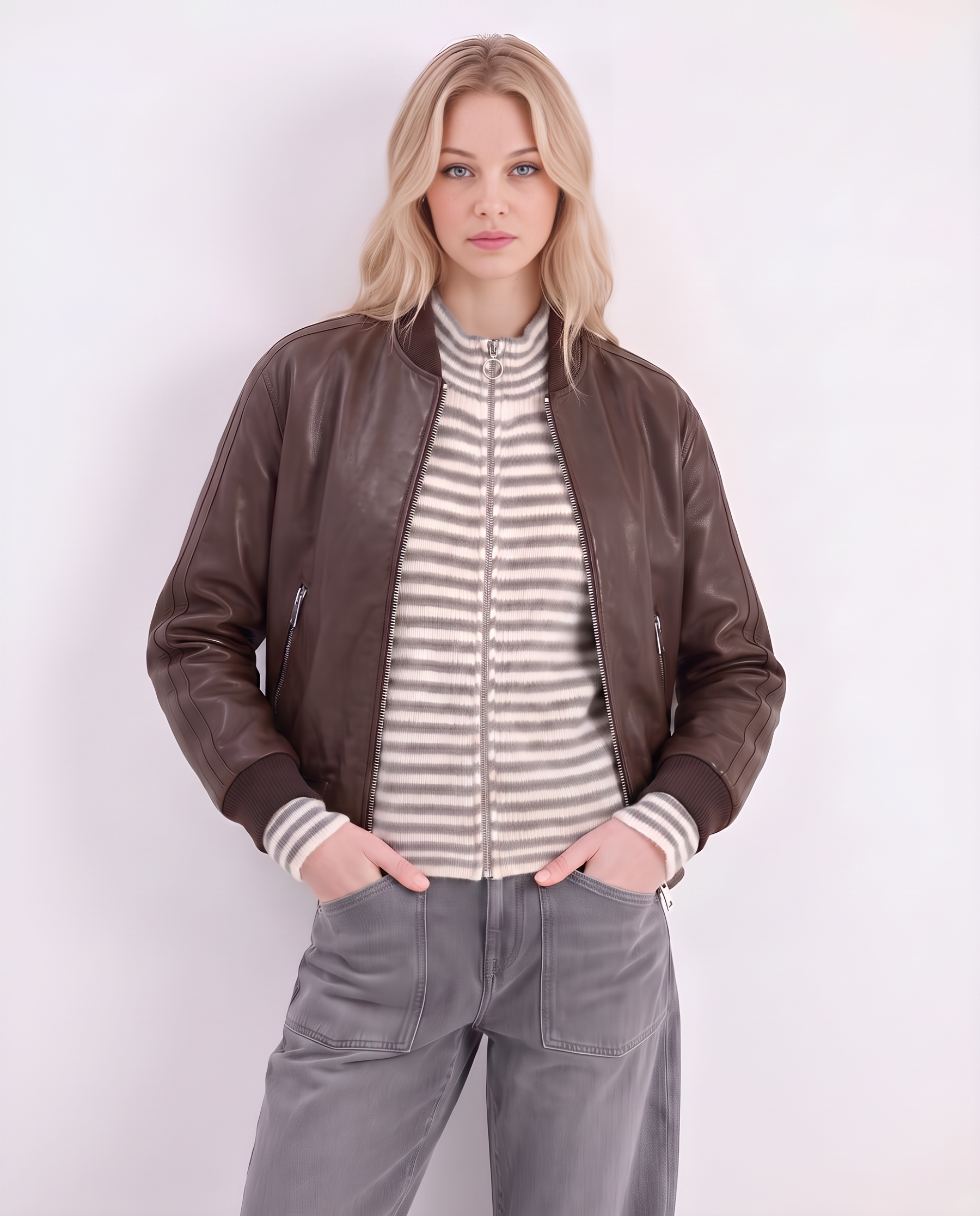 Kunstlederjacke mit Reißverschluss
