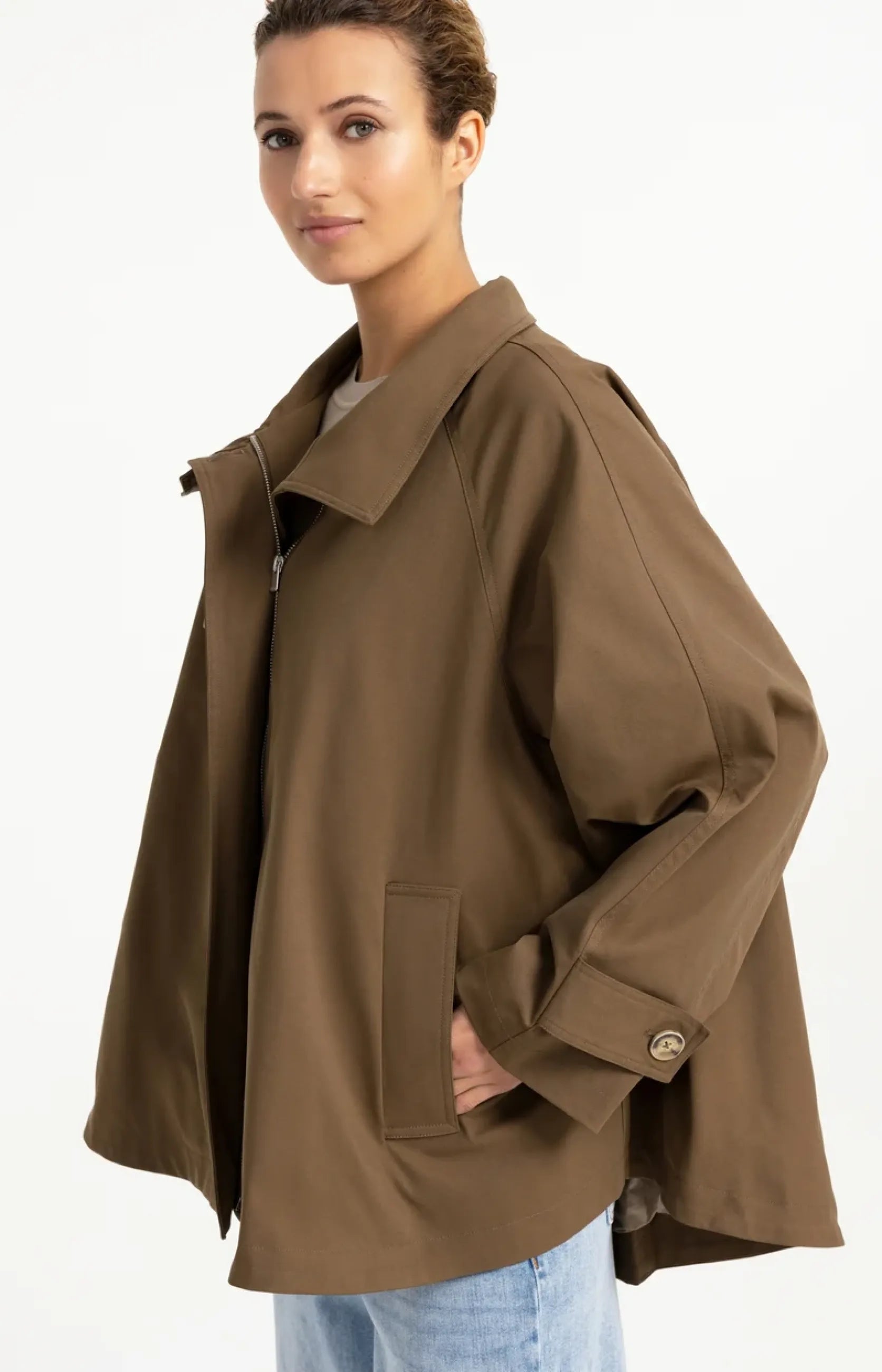 A-Linien-Trenchjacke mit Stehkragen