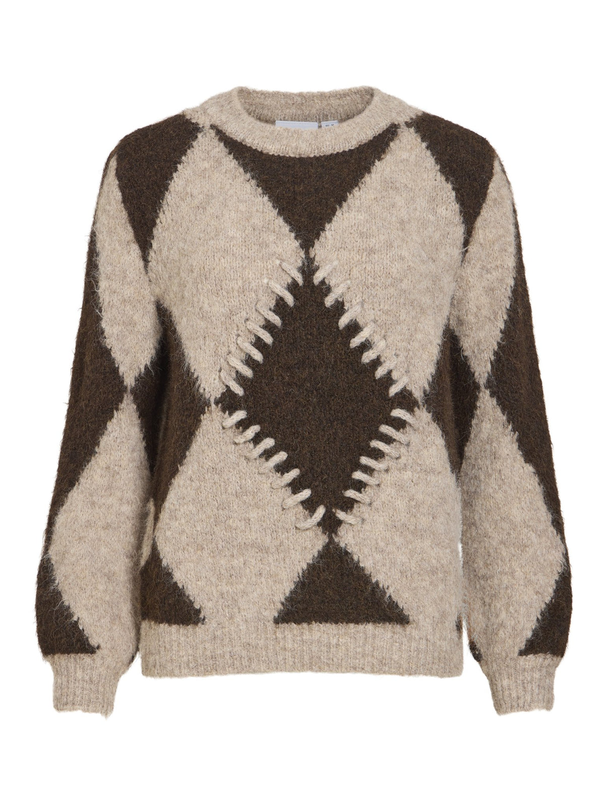 VILA Strickpullover Natural Melange/Coffee Bean