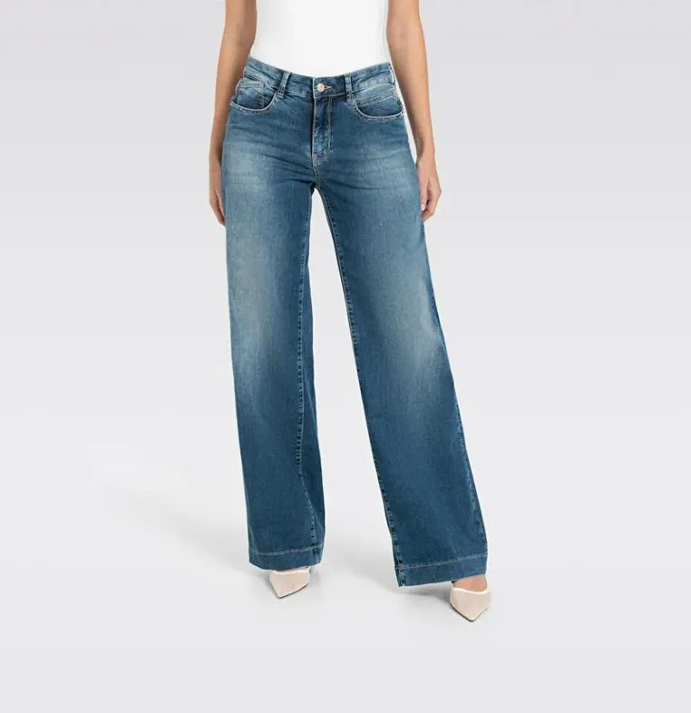 MAC Wide Leg Navy Heavy Wash