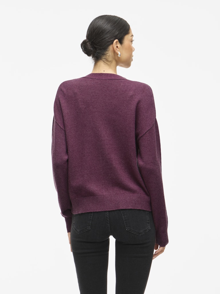 VILA Strickjacken Fig/Dark Melange