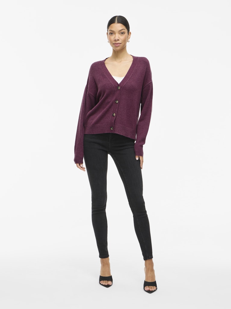VILA Strickjacken Fig/Dark Melange