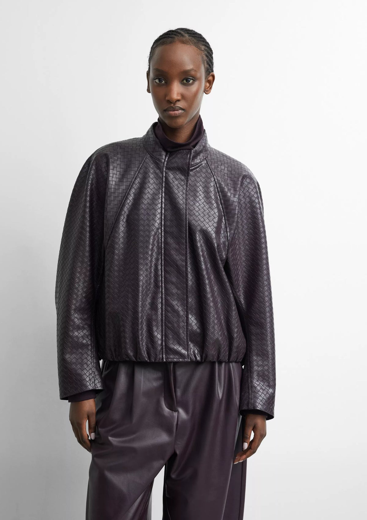 Lederimitatjacke mit Ballonsaum