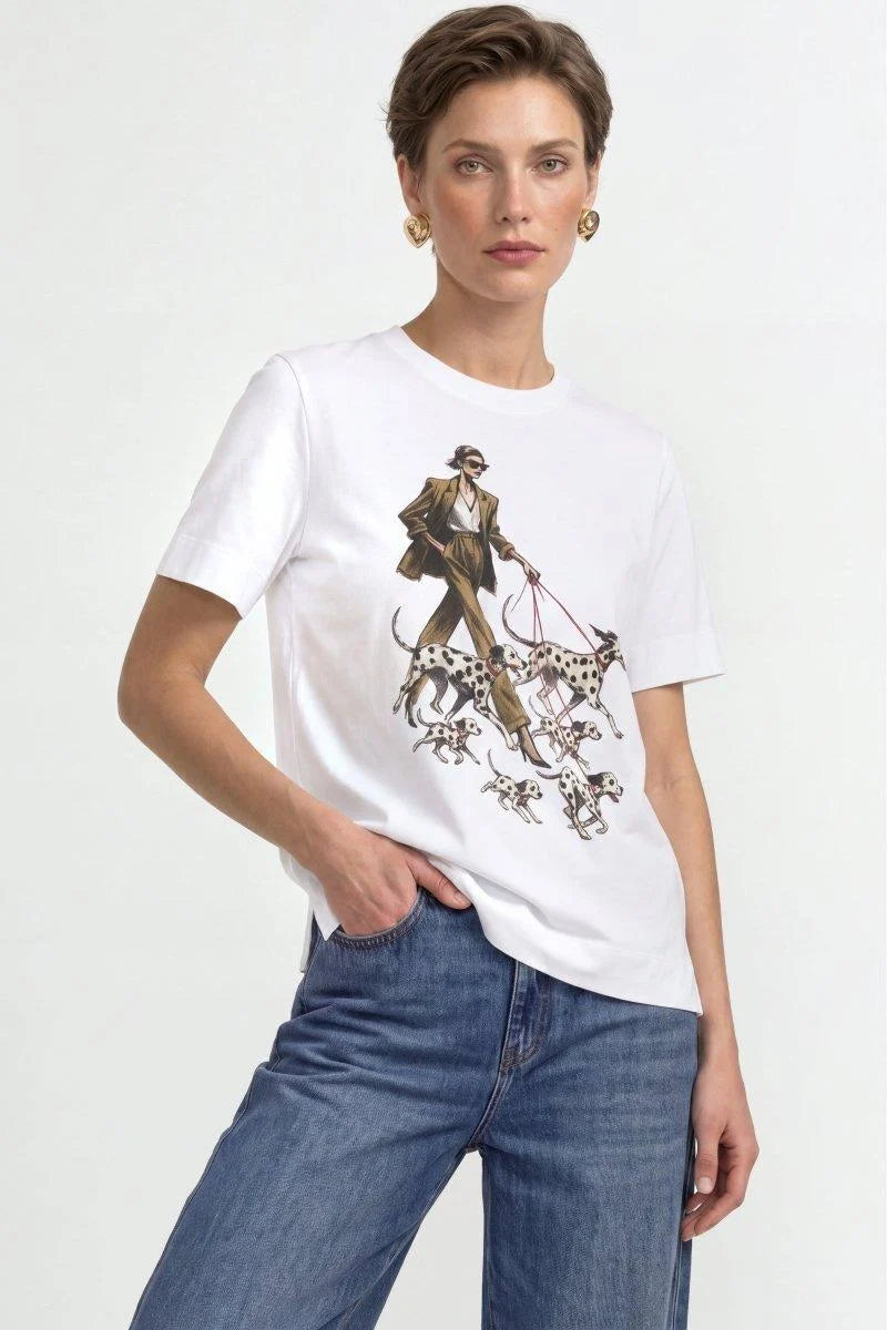 Baumwoll-T-Shirt mit Modeillustration