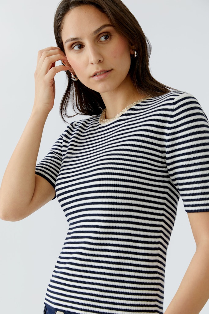 Oui T-Shirts Dk Blue White