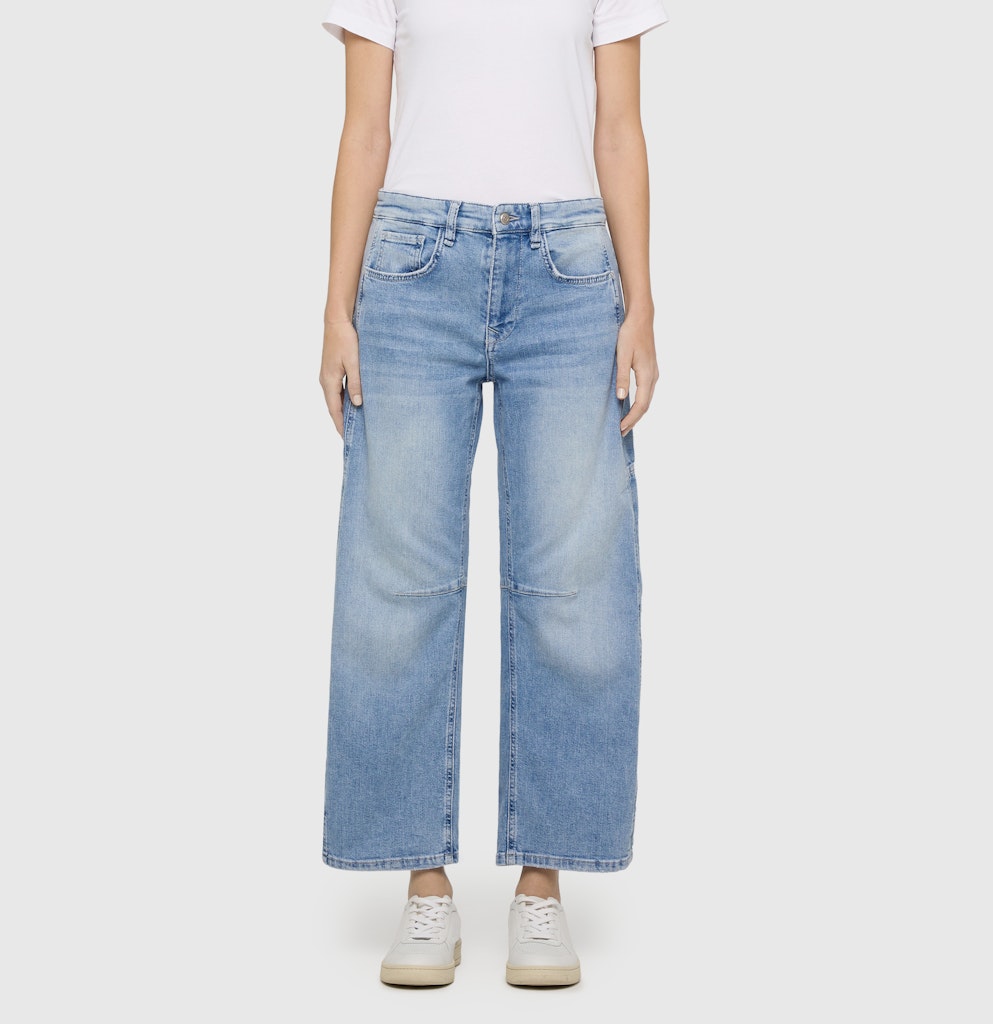 MAC Wide Leg Light Blue Random Washed