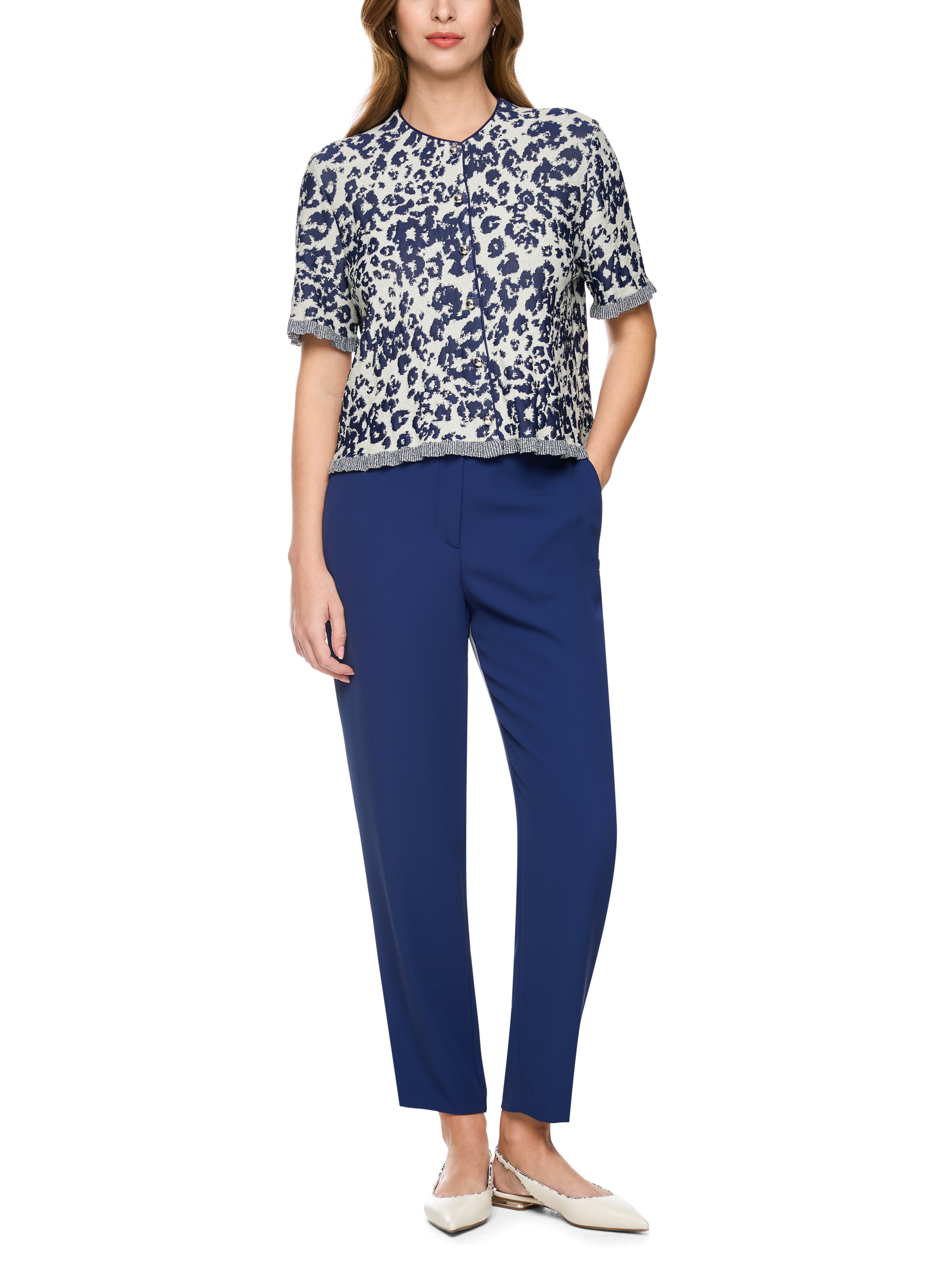 Kurzärmeliger Cardigan mit Animal Print