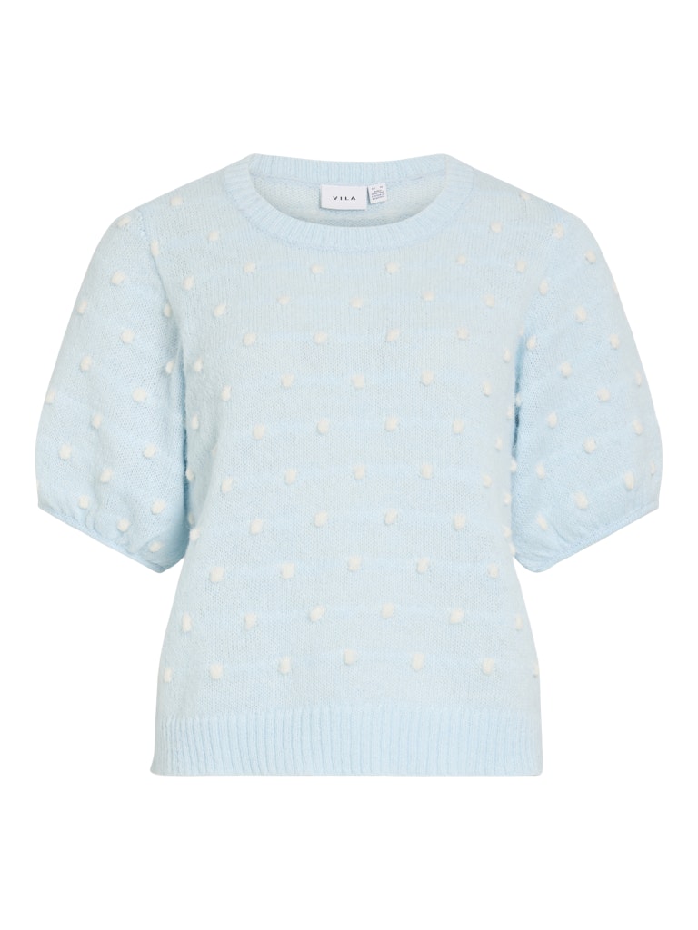 VILA Strickpullover Nantucket Breeze/White Dots