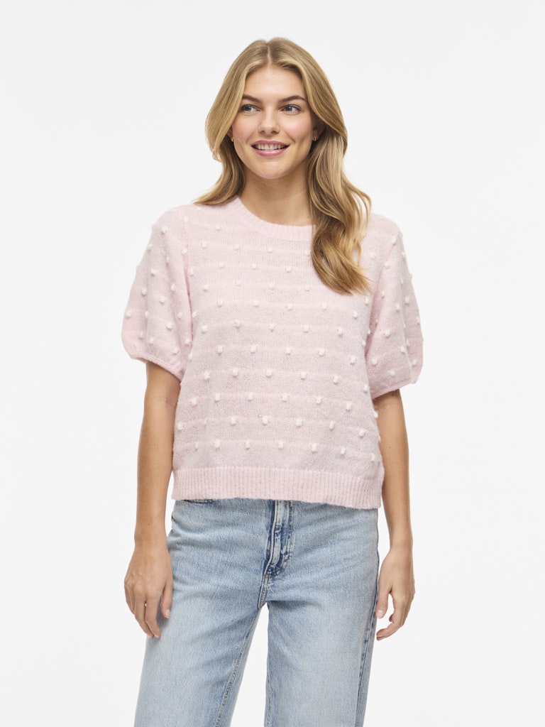 VILA Strickpullover Cherry Blossom/White Dots