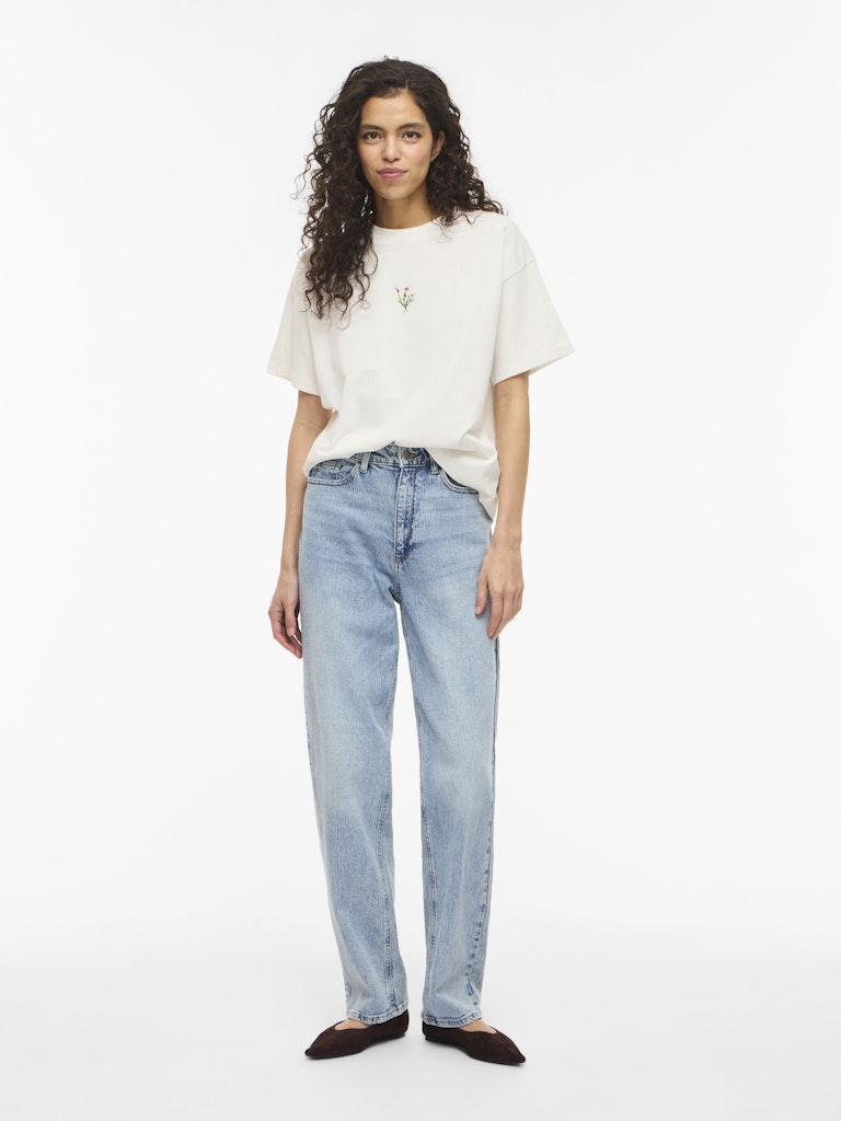 VILA T-Shirts Snow White/Center Flower