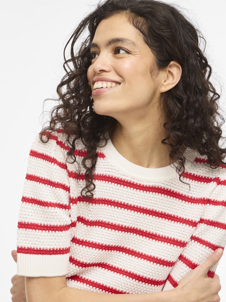 VILA T-Shirts White Alyssum/Hibiscus