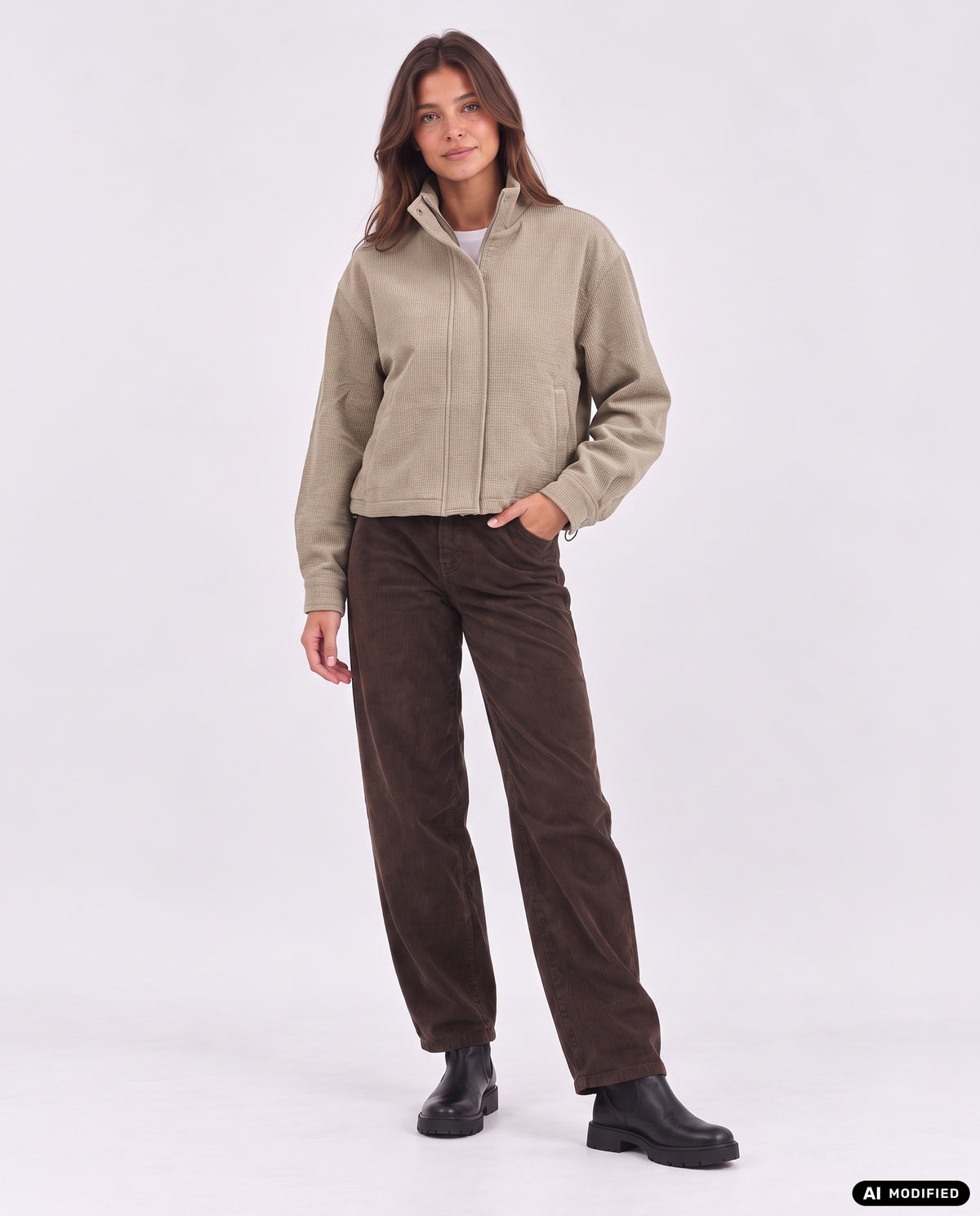 Cordjacke mit Stehkragen