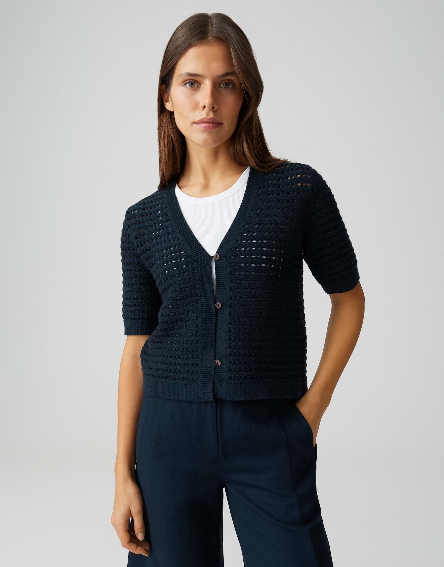 Opus Strickjacken Coal Blue