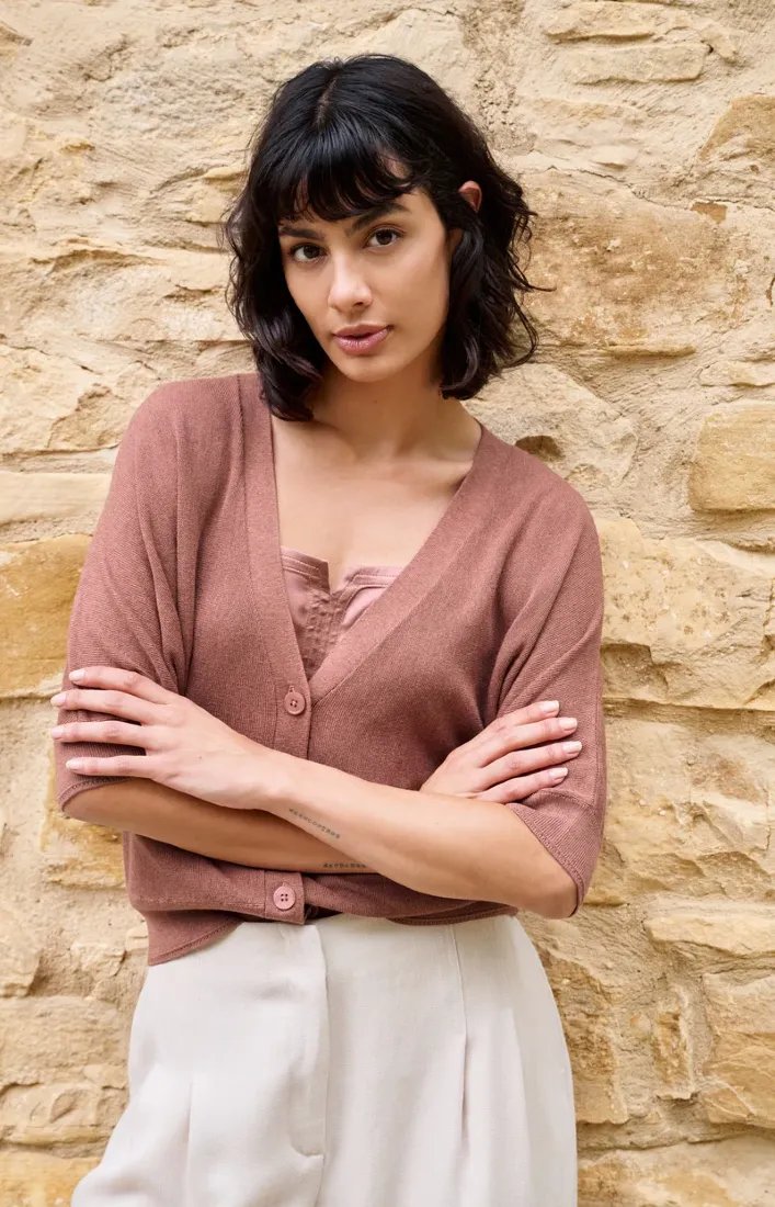 Yaya Strickjacken Burlwood Old Pink Melange