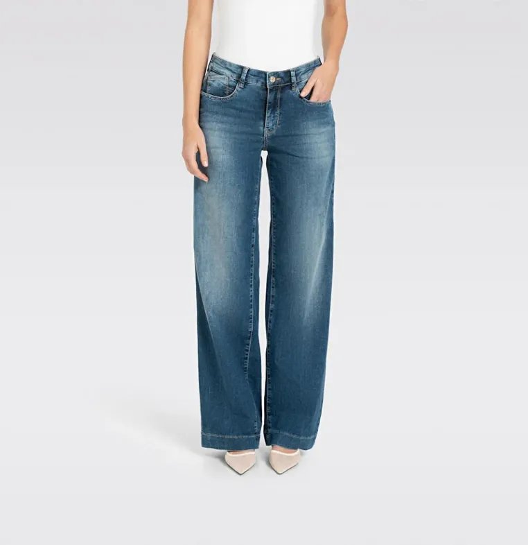 MAC Wide Leg Navy Heavy Wash