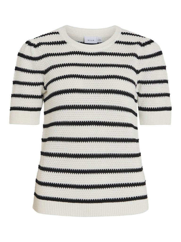 VILA T-Shirts White Alyssum/W. Navy Blazer
