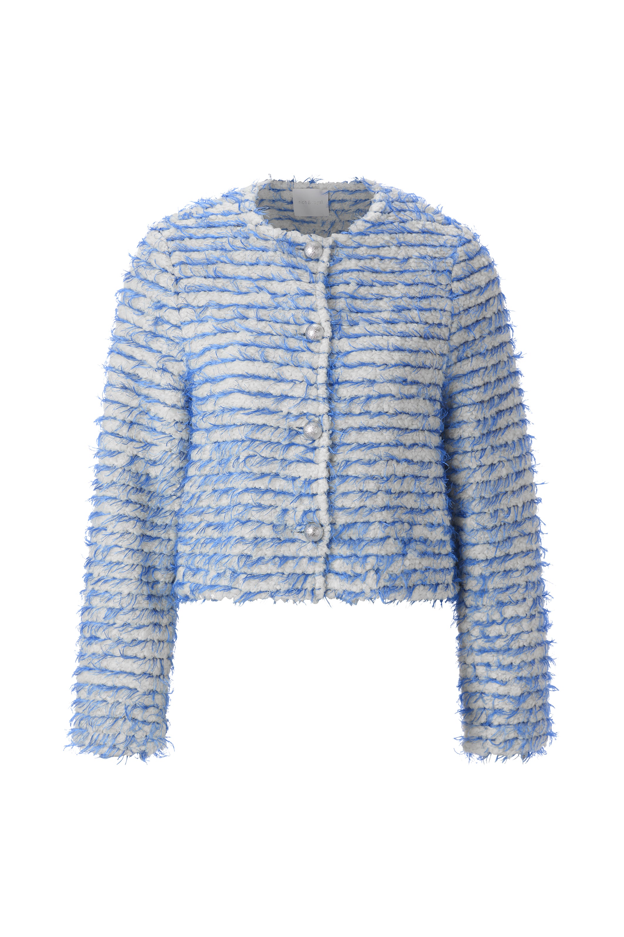 Bouclé Jacke mit Fransenstreifen