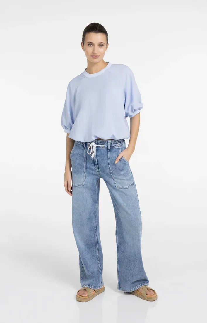Jeans in lockerer Passform mit Tunnelzug im Bund