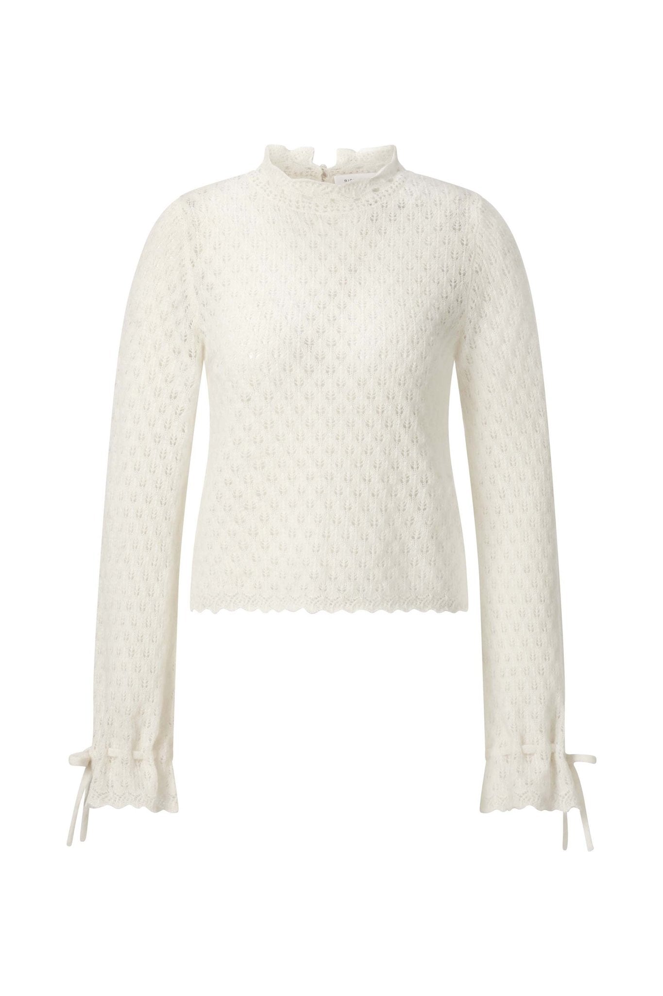 Ajour-Strickpullover mit Stehkragen