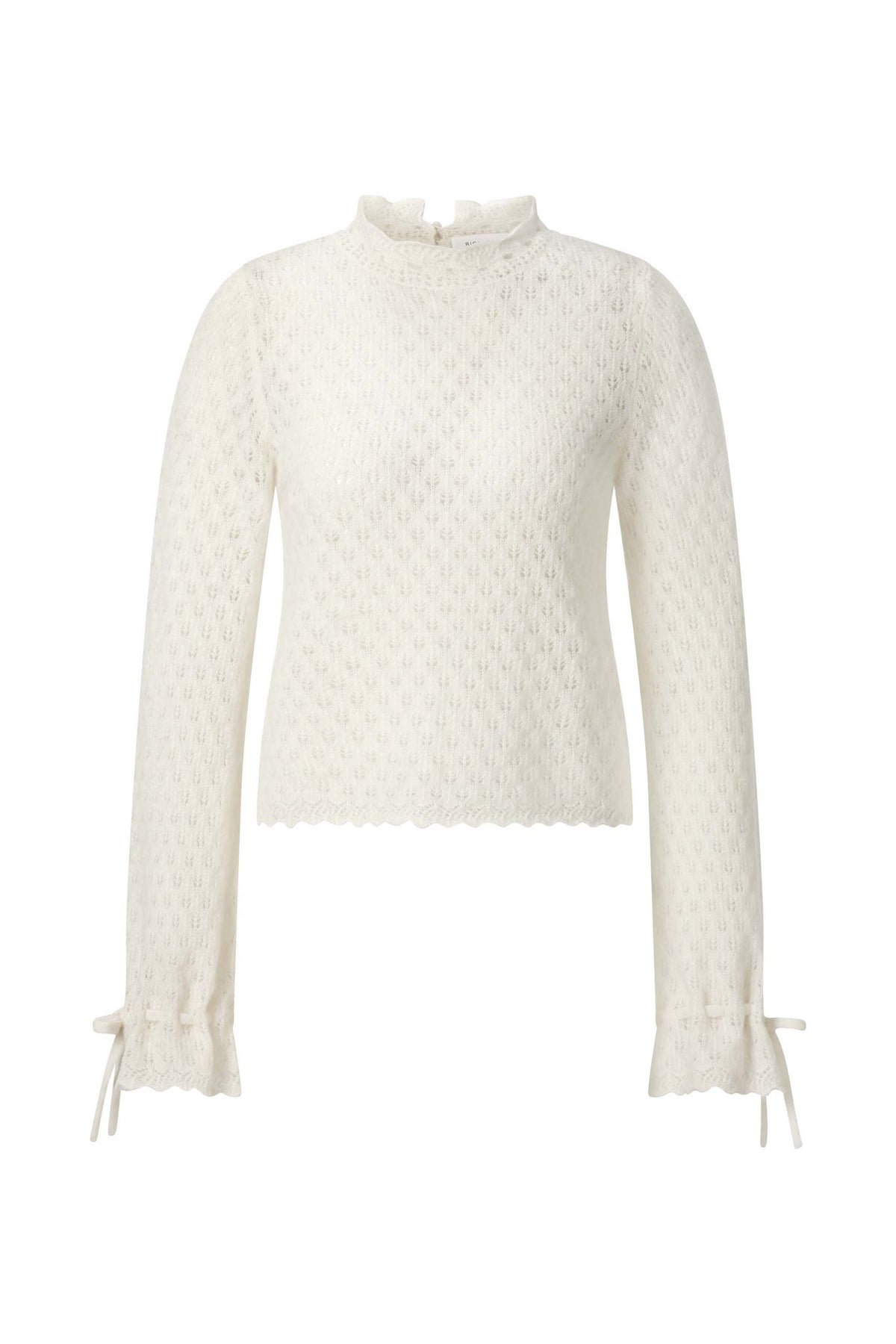 Ajour-Strickpullover mit Stehkragen