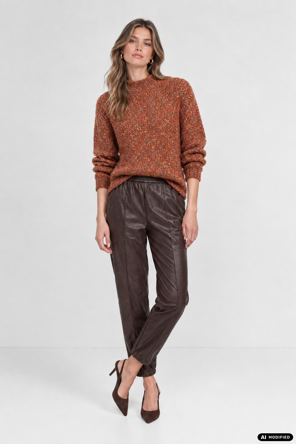 Grobstrick-Pullover in Melange-Optik