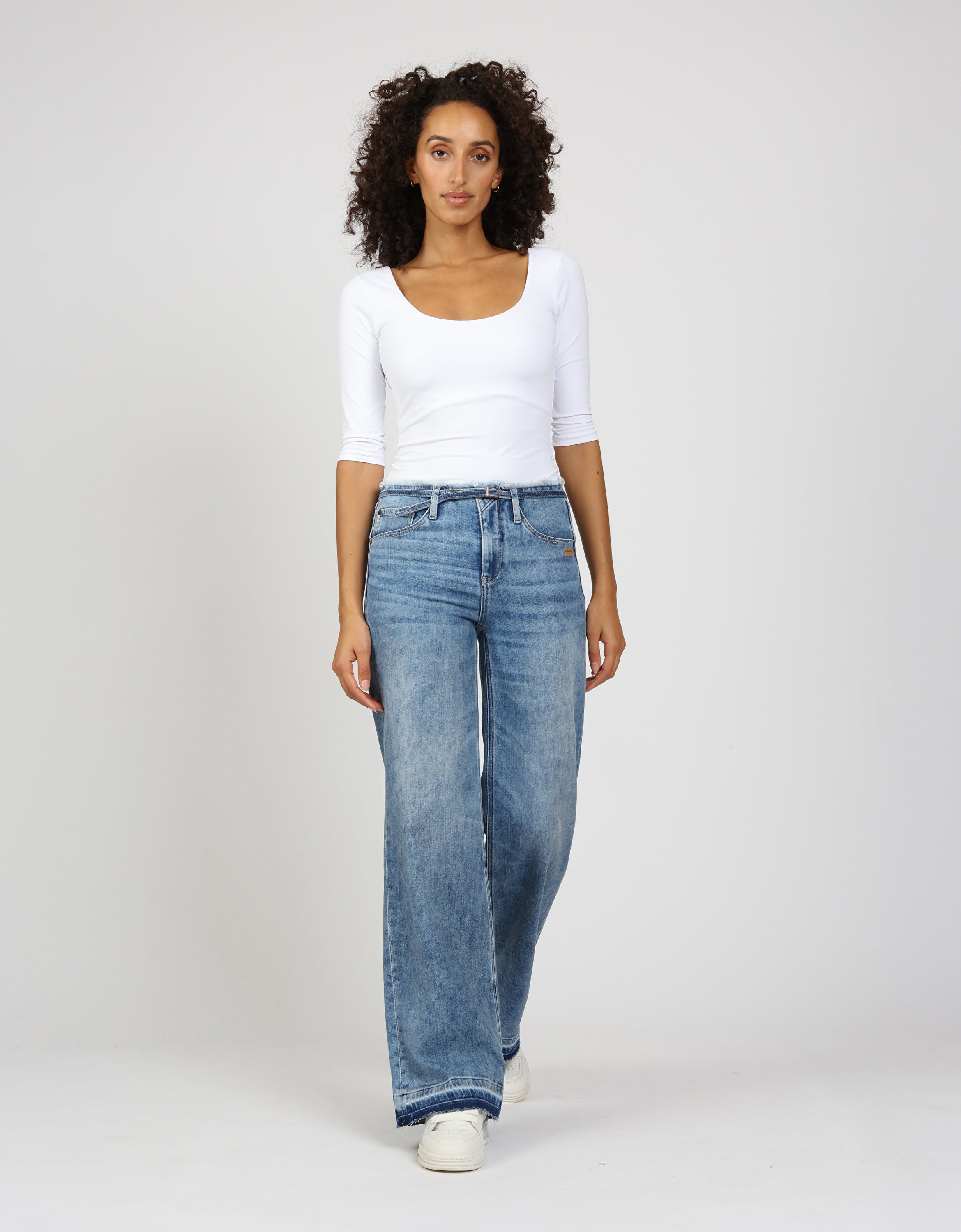 Gang Wide Leg Waist Fringe Denim
