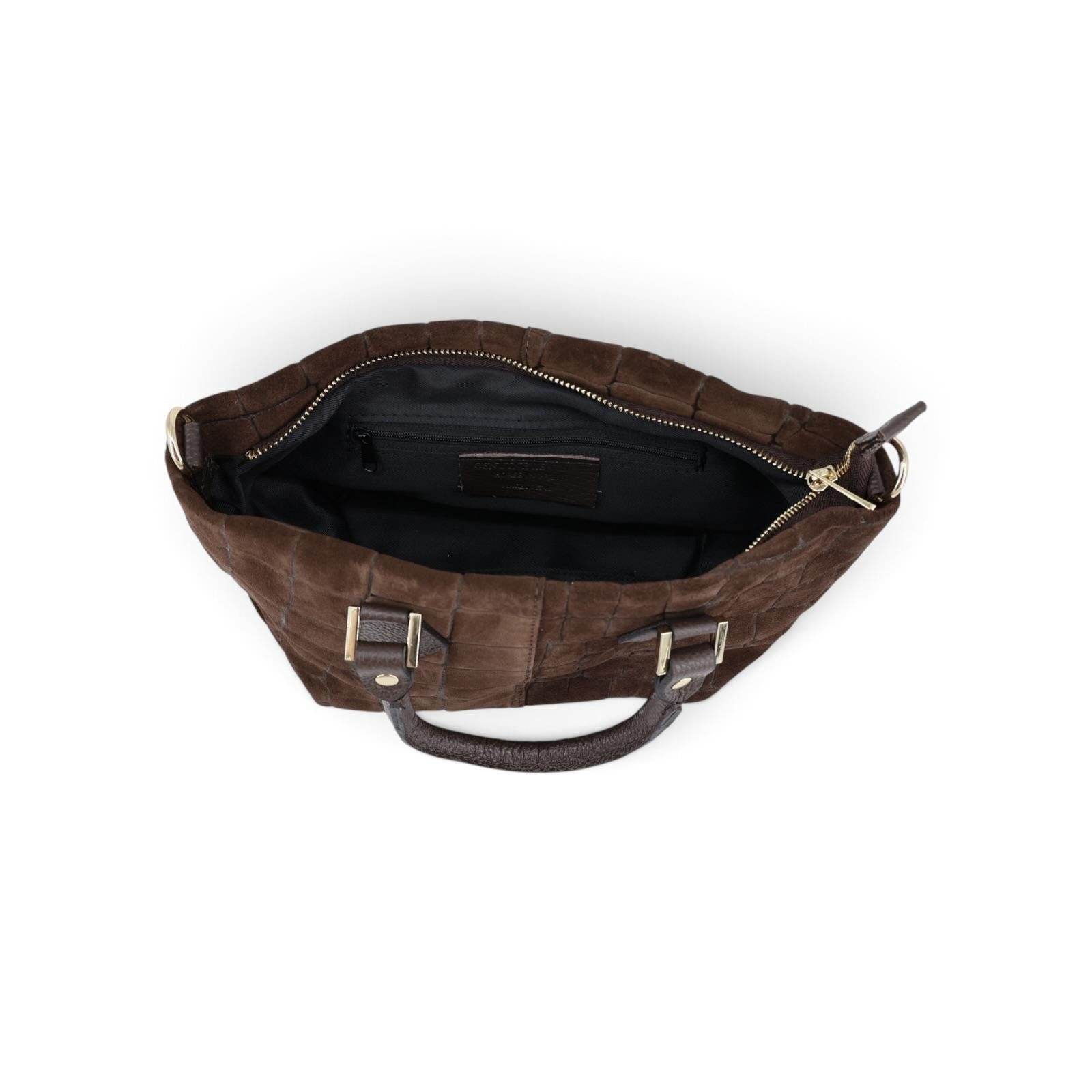 Wildleder Tasche mit Krokoprägung