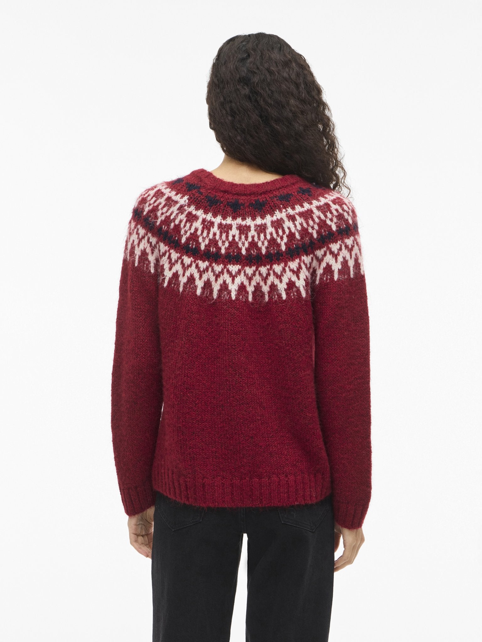 VILA Strickpullover Jester Red/Slnm/Navy Blazer
