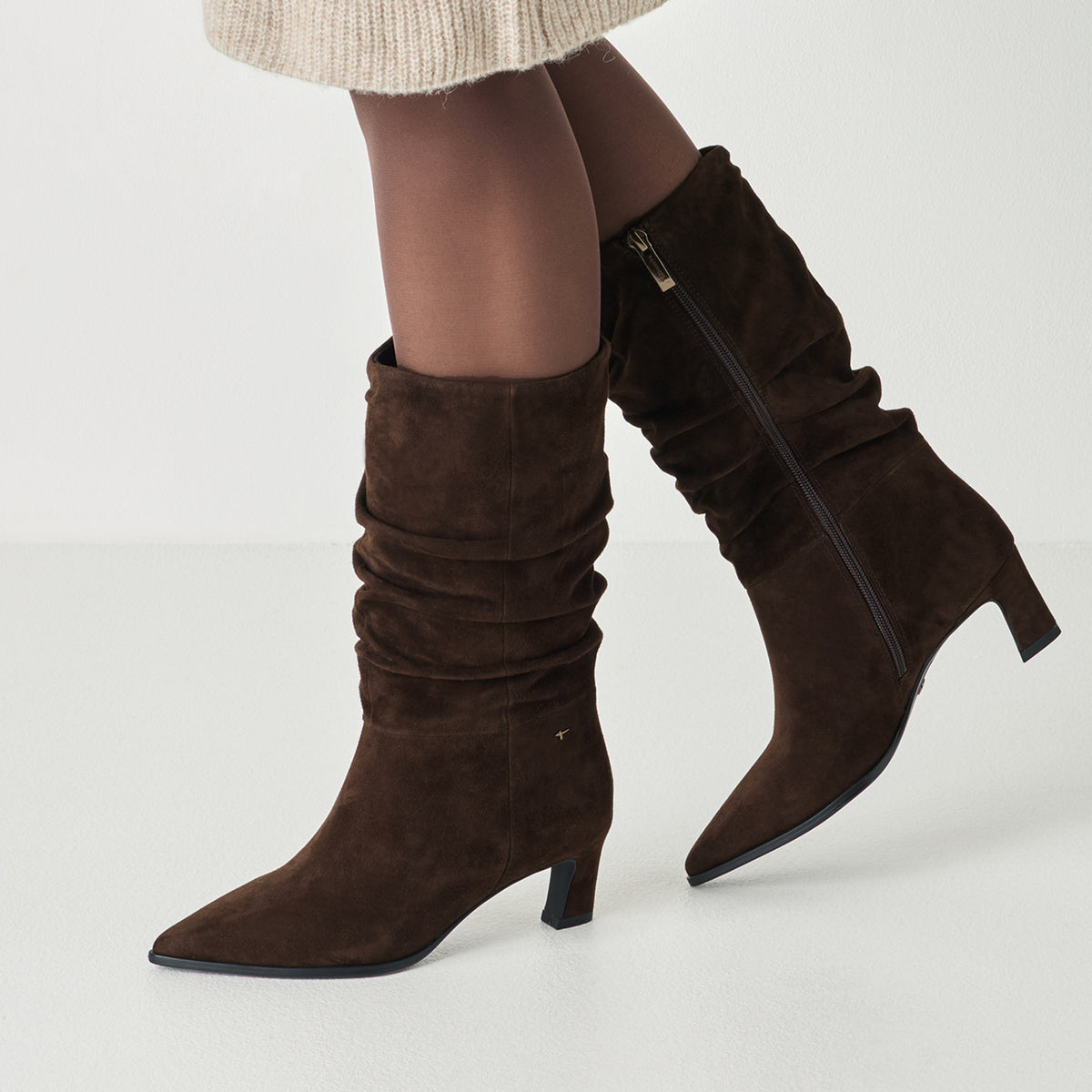 Lederstiefelette mit Reißverschluss