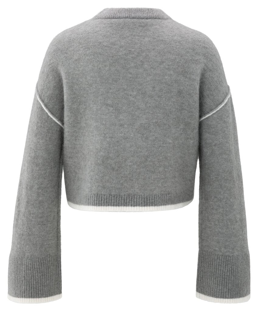 Yaya Strickpullover Taupe Grey Melange