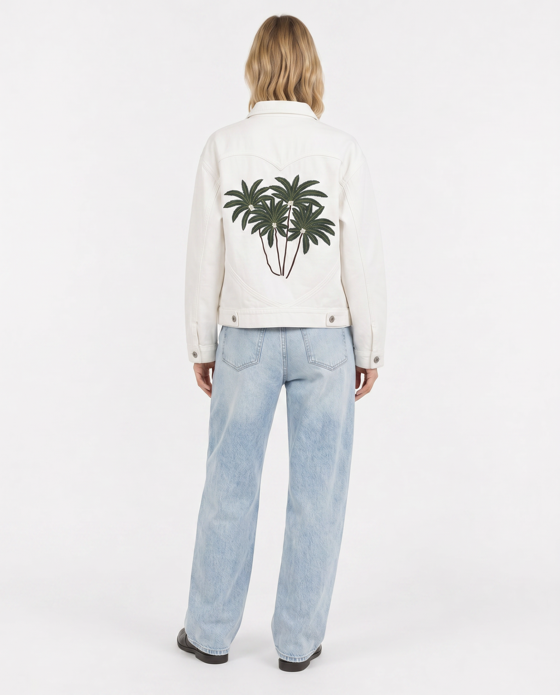 Jeansjacke mit Palmen