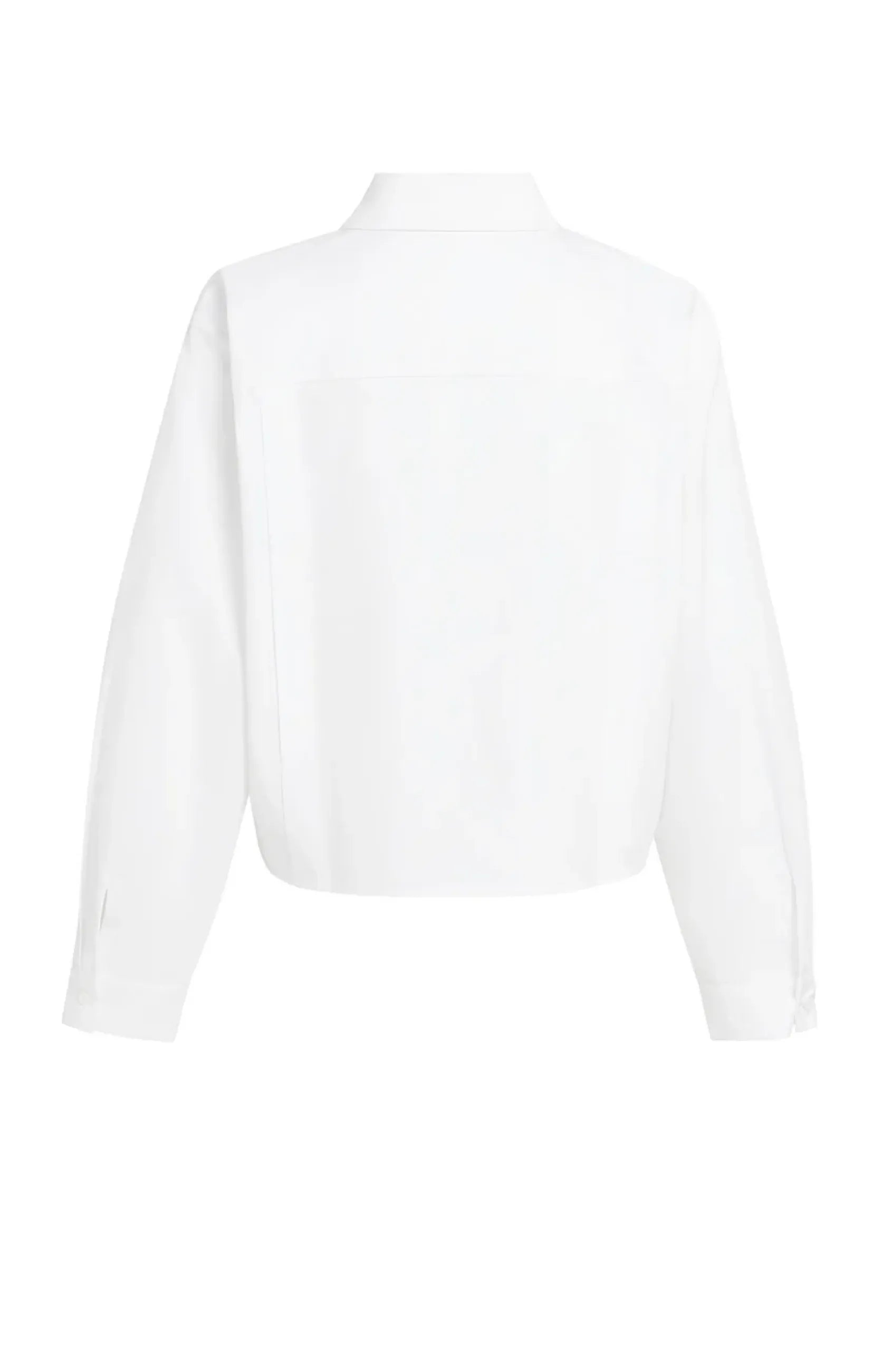 Langärmelige Popeline-Bluse mit verstellbarem Saum
