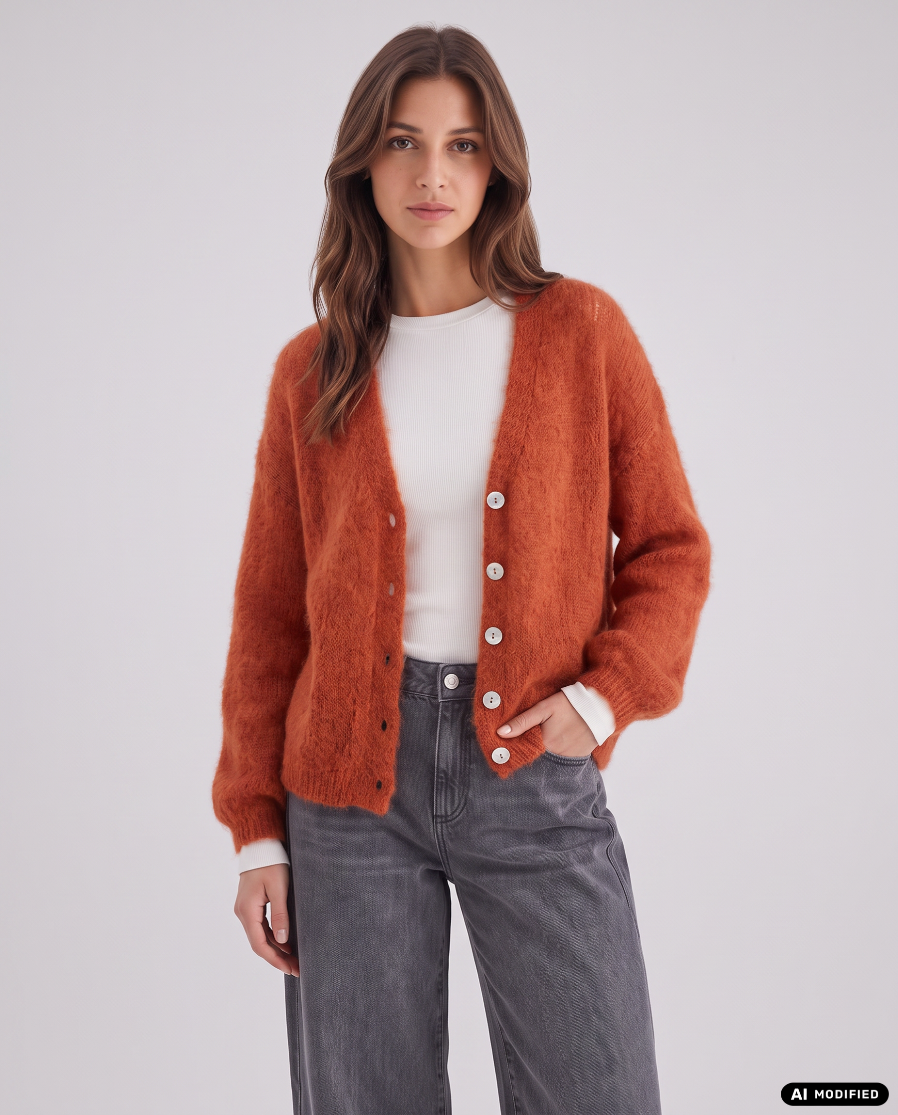 Strickjacke mit Tiefen V-Ausschnitt