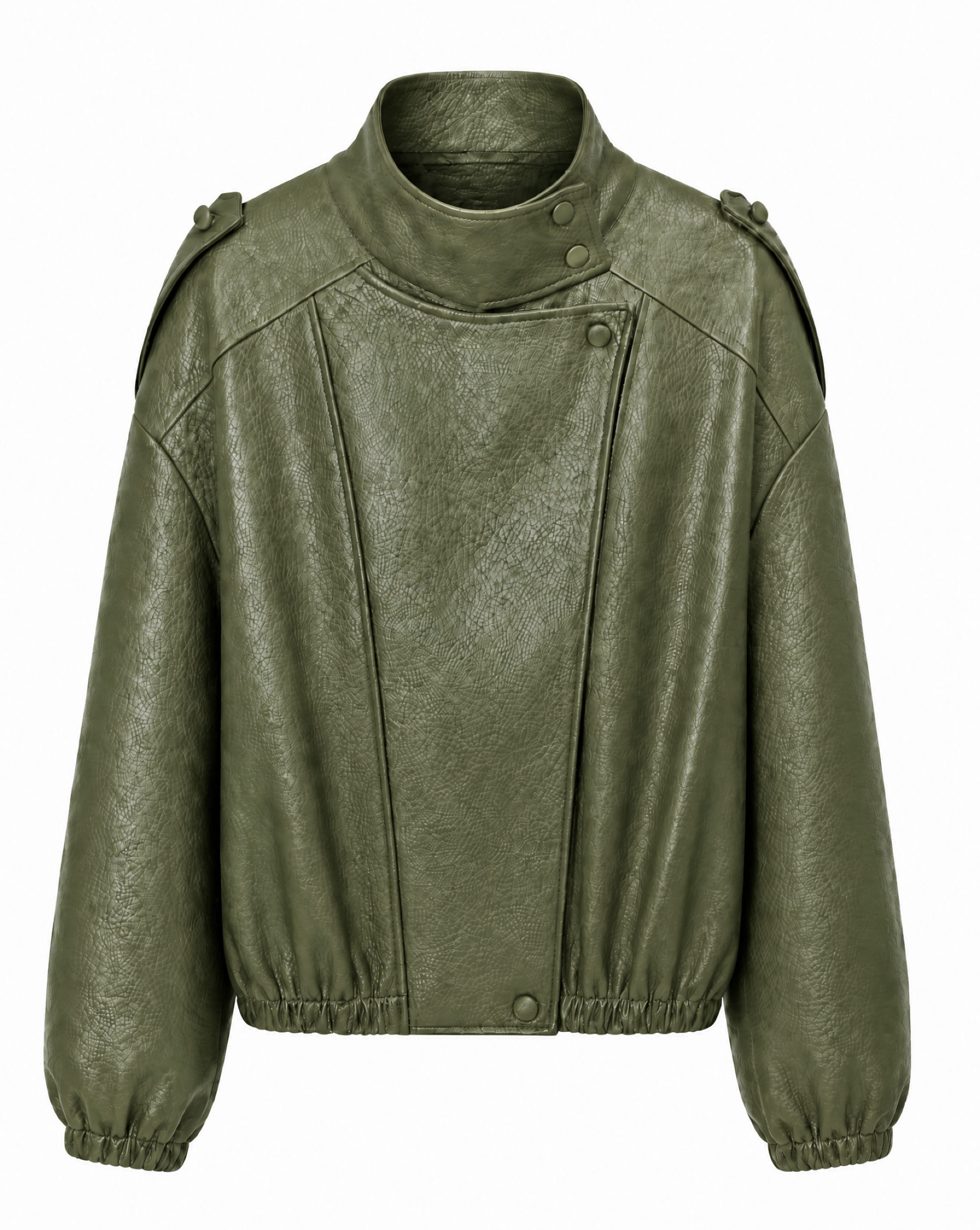 Kunstlederjacke mit Reverskragen