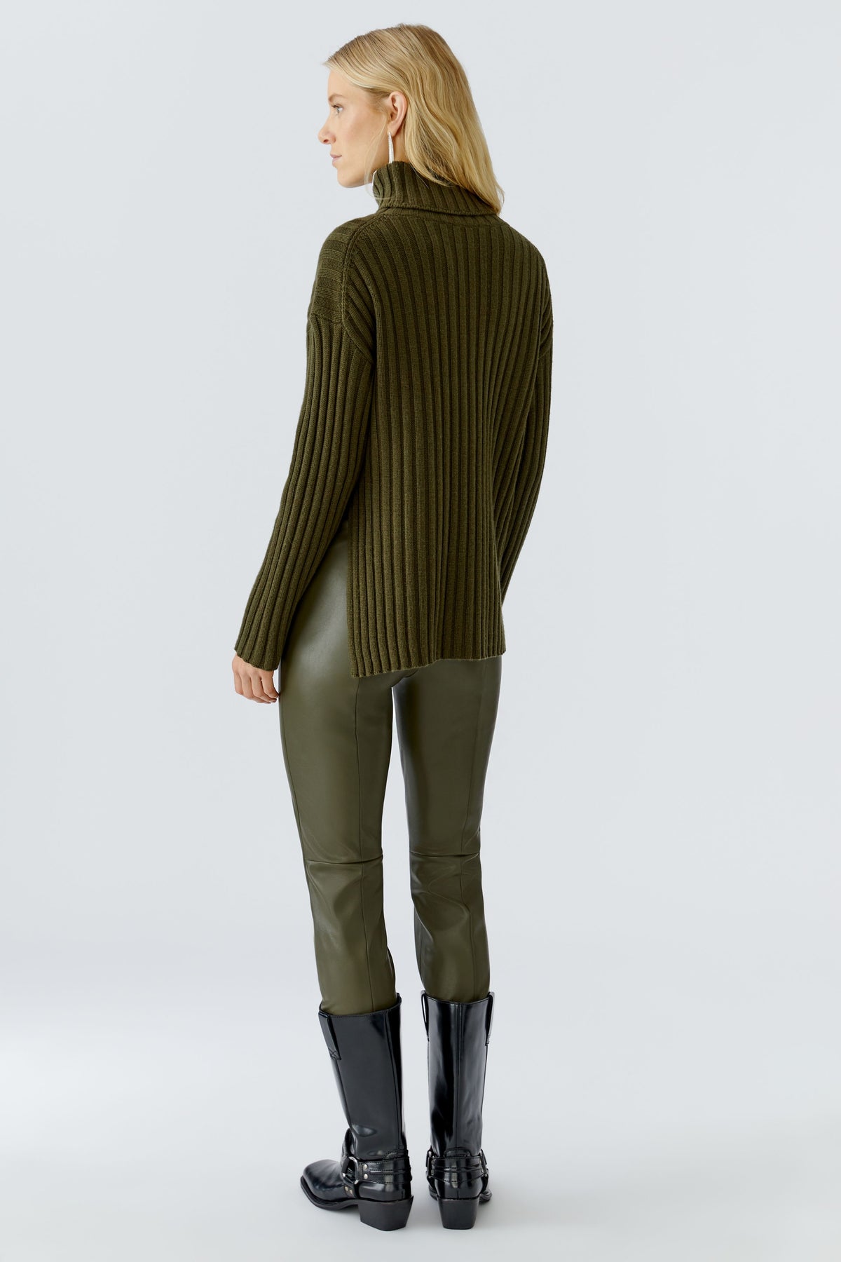 Oui Strickpullover Khaki