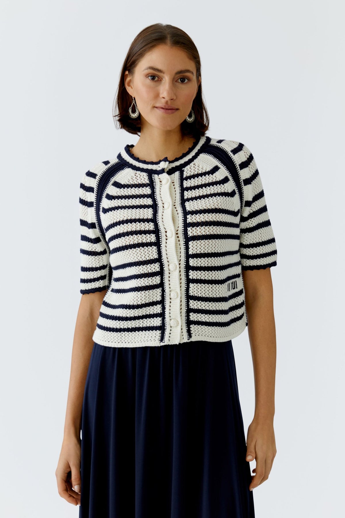 Oui Strickjacken White Blue