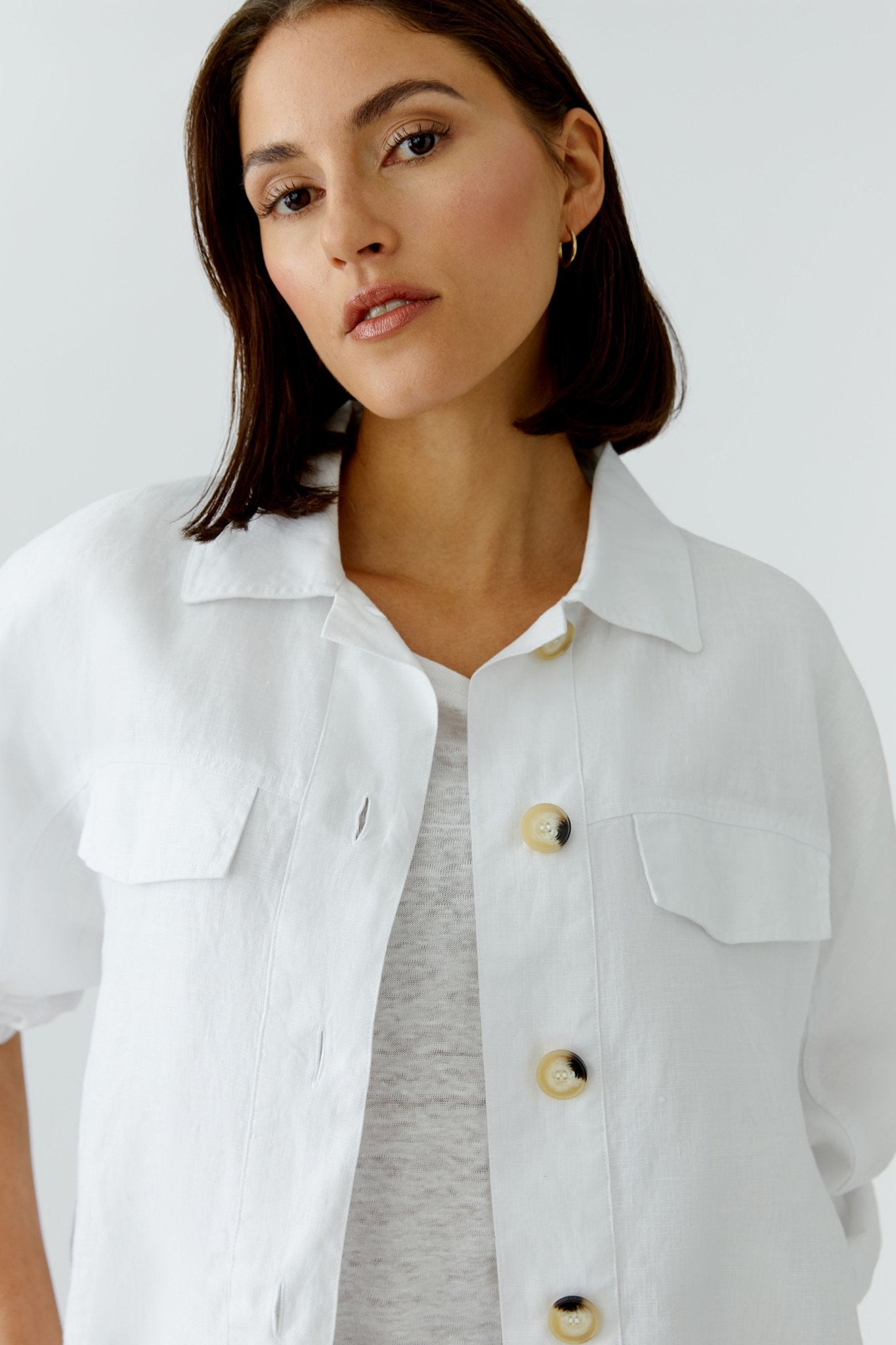 Leinenjacke mit Knopfleiste