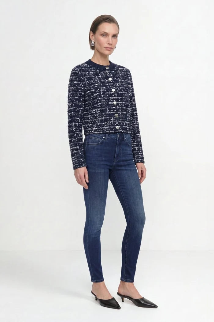 Bouclé-Cardigan mit Metallknöpfen