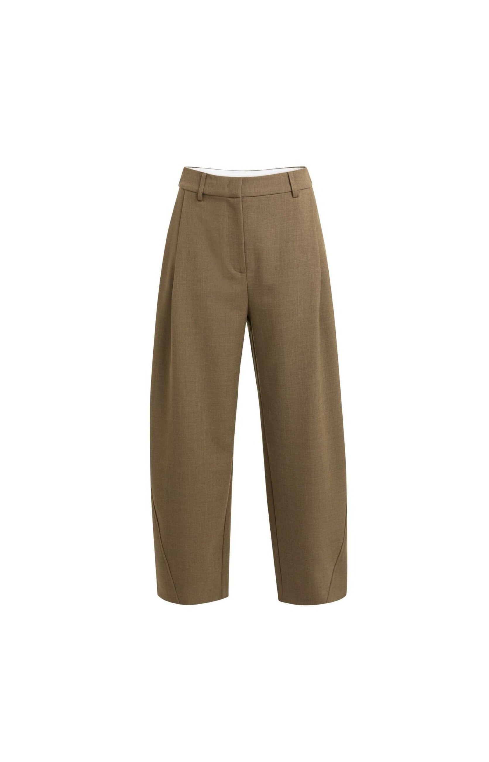 Gewebte Barrel-Leg-Hose mit Zierfalte
